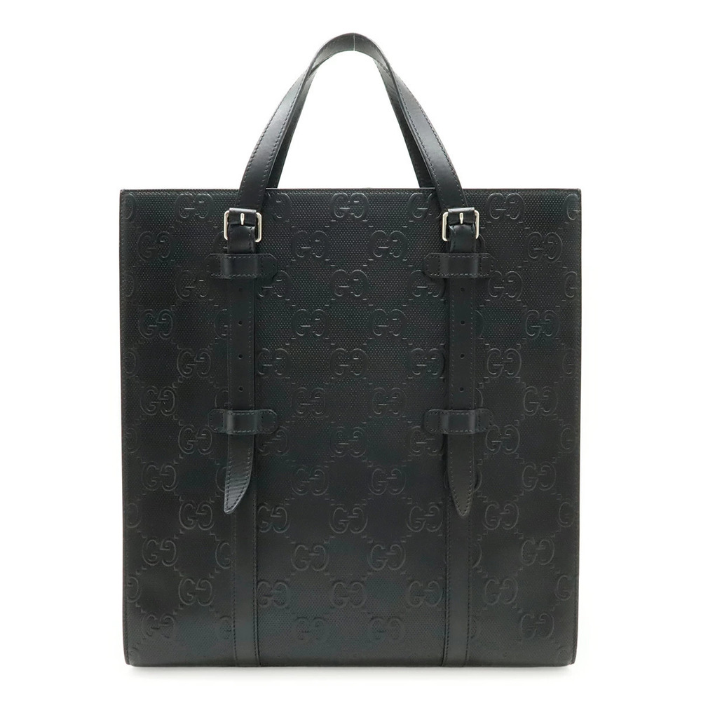 Gucci GG Embossed Tote Bag Vertical Leather Black